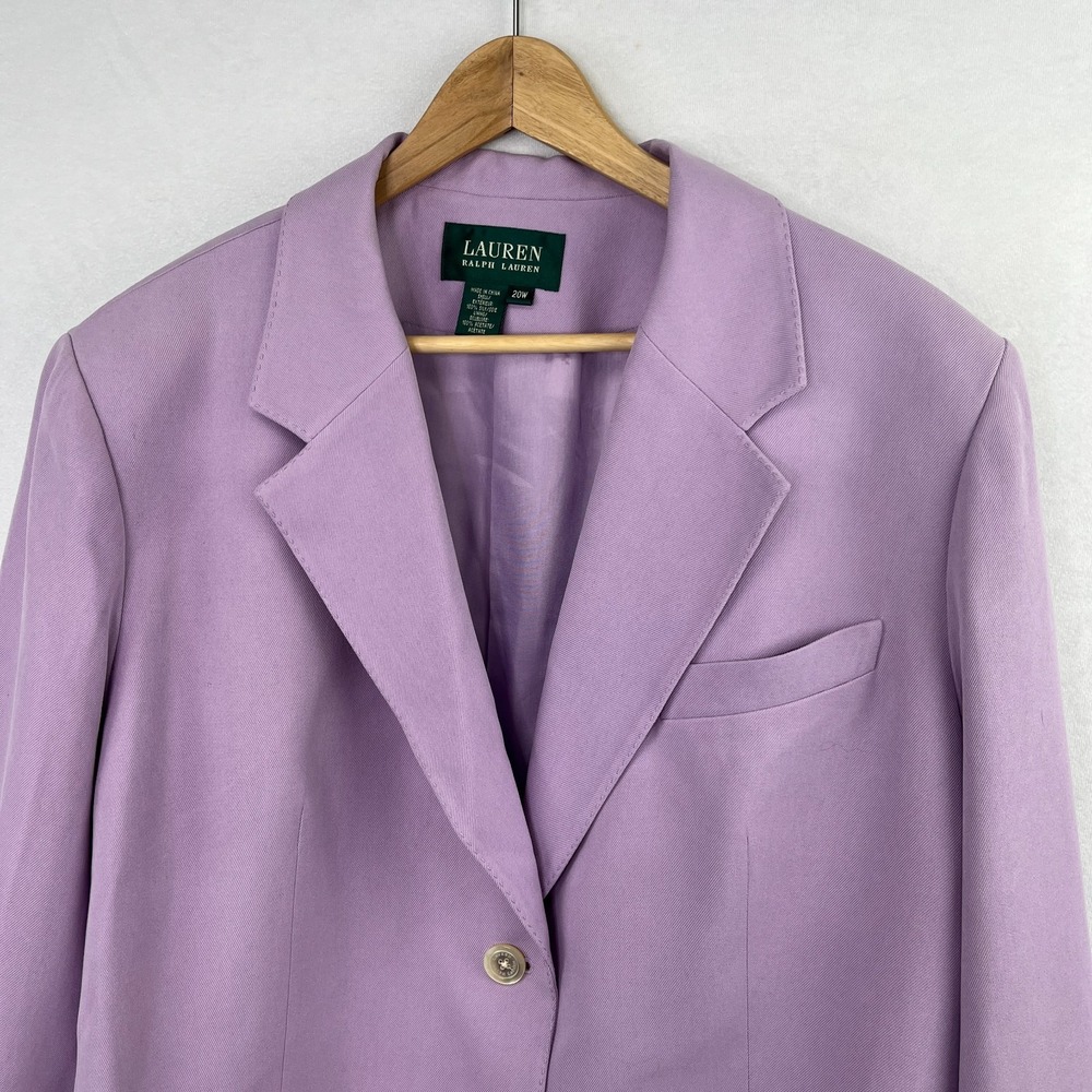 Lauren Ralph Lauren NWT Blazer Womens 20W 100% Silk Purple Jacket - Picture 2 of 15